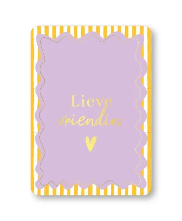 A6 kaart - Lieve vriendin - geel/paars
