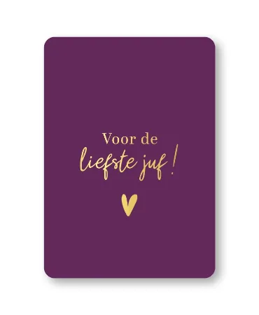 A6 kaart - Voor de liefste juf! - paars