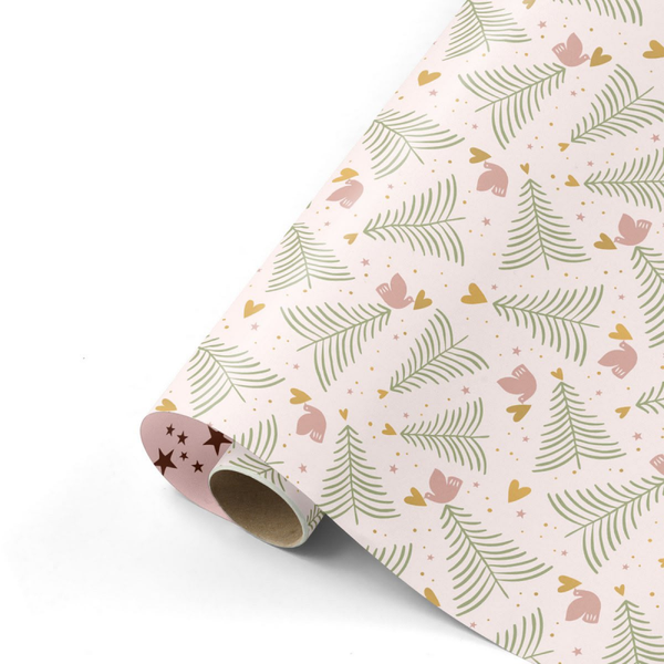 Cadeaupapier dubbelzijdig - Pink en Pine Xmas