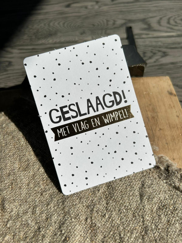 Cadeaukaartje A7 - Geslaagd met vlag en wimpel!