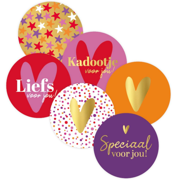Stickers (10st) - hartje/tekst diverse kleuren