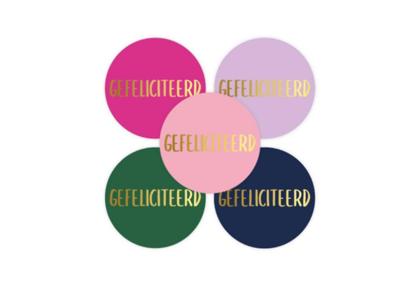 Stickers (10st) -Gefeliciteerd - div. kleurtjes