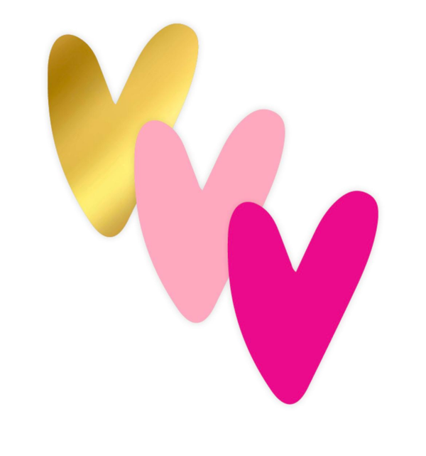 Stickers (10st) - Harten - (licht) roze, goud