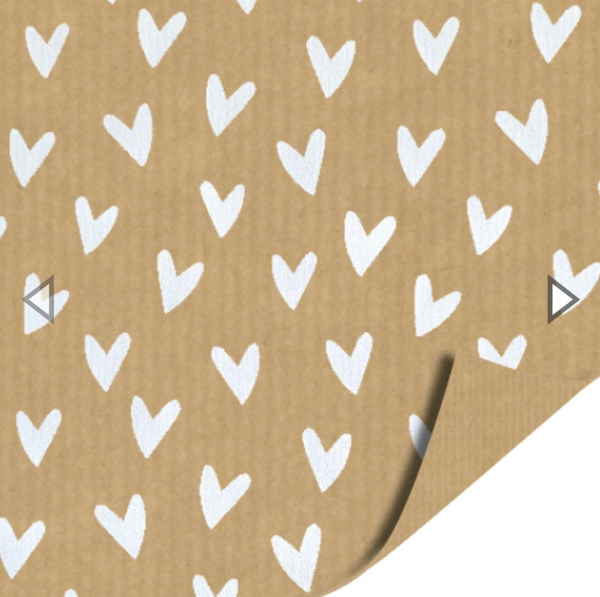 Cadeaupapier - kraft met hartjes - 50x200 cm