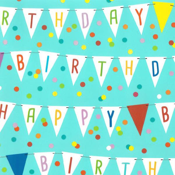 Cadeaupapier - happy birthday vlaggetjes - 200x70mm