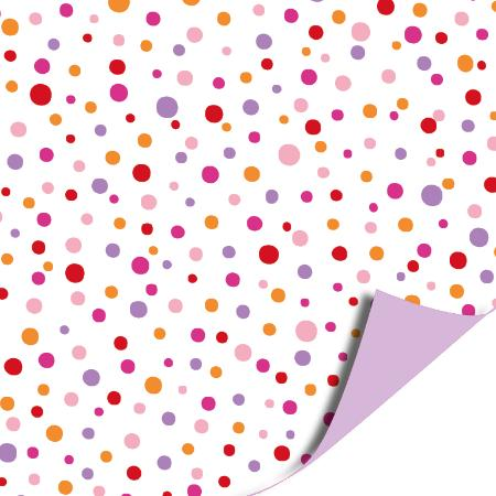 Cadeaupapier - confetti roze/oranje - dubbelzijdig 200x70mm