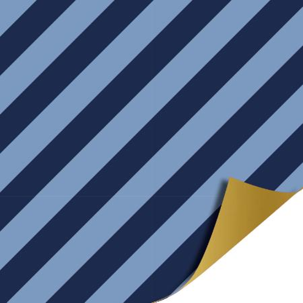 Cadeaupapier - blauw gestreept - dubbelzijdig 200x70mm
