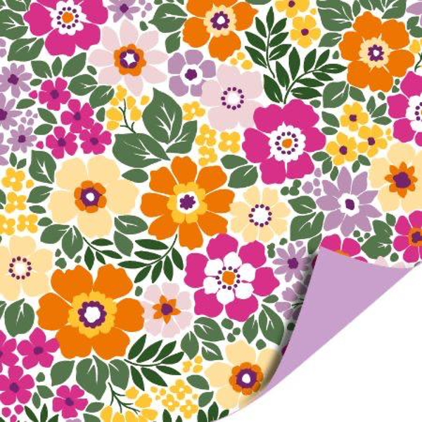 Cadeaupapier - Summer Flowers - dubbelzijdig 200x70mm