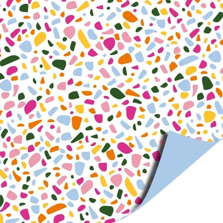 Cadeaupapier - Terrazzo roze - dubbelzijdig 200x70mm
