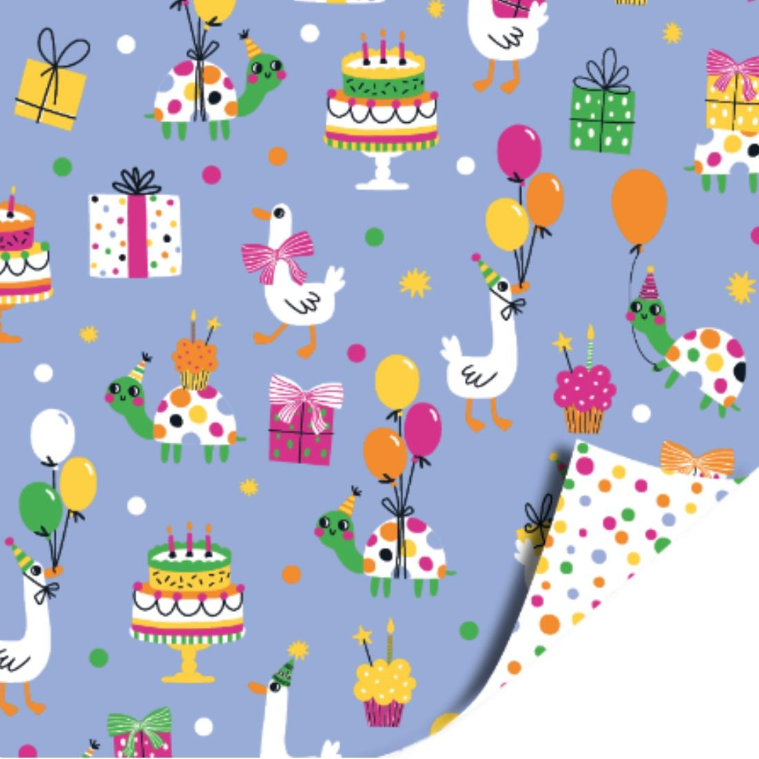 Cadeaupapier - party time - dubbelzijdig 200x70mm