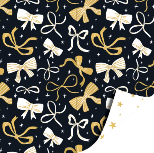Cadeaupapier - strikjes gold- dubbelzijdig 200x70mm