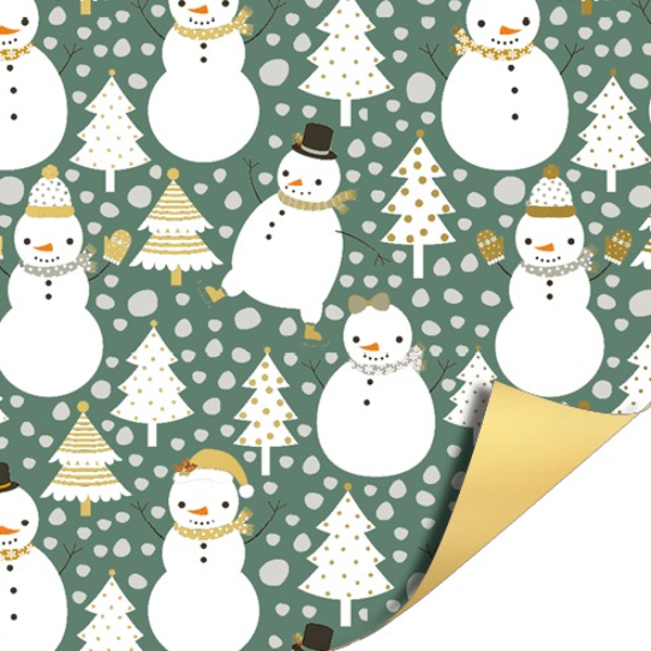Cadeaupapier - little snowman winterwonderland - dubbelzijdig 200x70cm