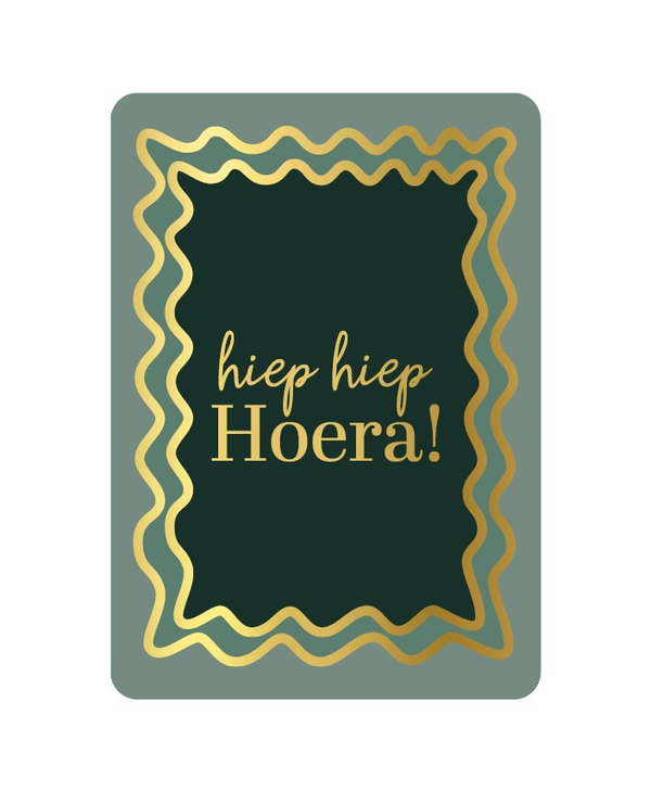 A6 kaart - Hiep hiep Hoera - Groen/goud