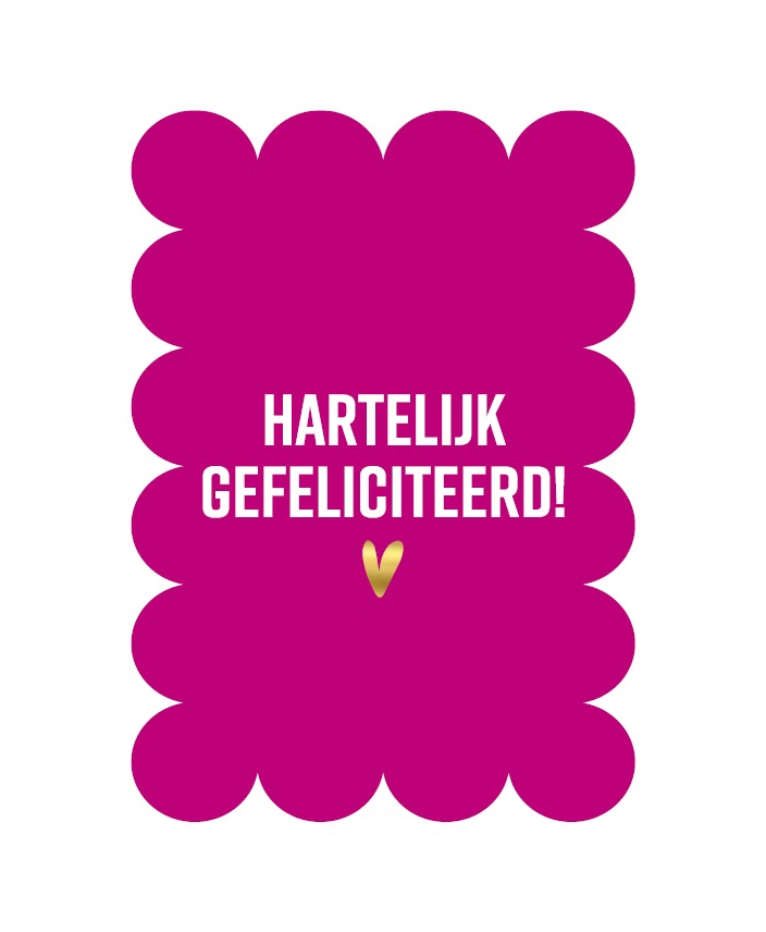 A6 Kaart - Hartelijk Gefeliciteerd - hartje roze