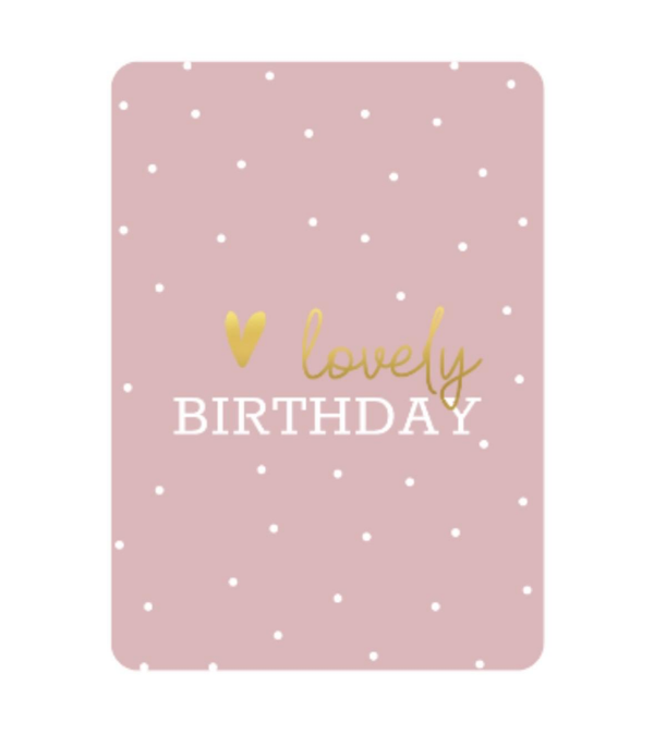 A6 kaart - Lovely Birthday - hartje roze