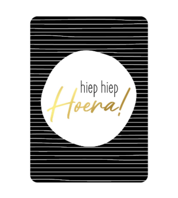 A6 kaart - Hiep Hiep Hoera - zwart/wit