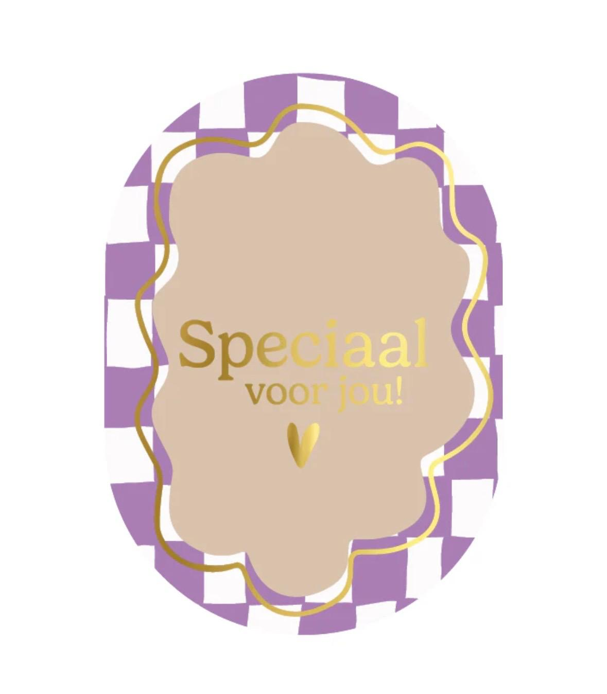 A6 kaart ovaal - Speciaal voor jou - hartje paars
