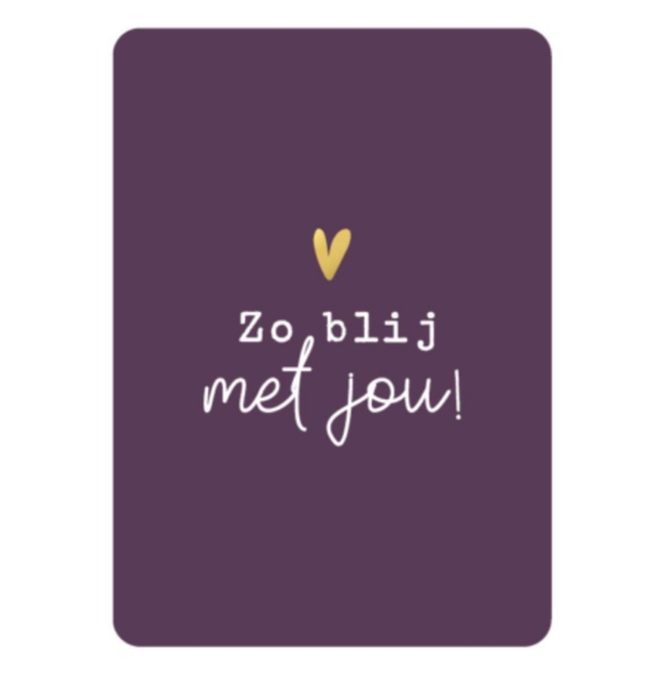 A6 kaart - Zo blij met jou - hartje paars