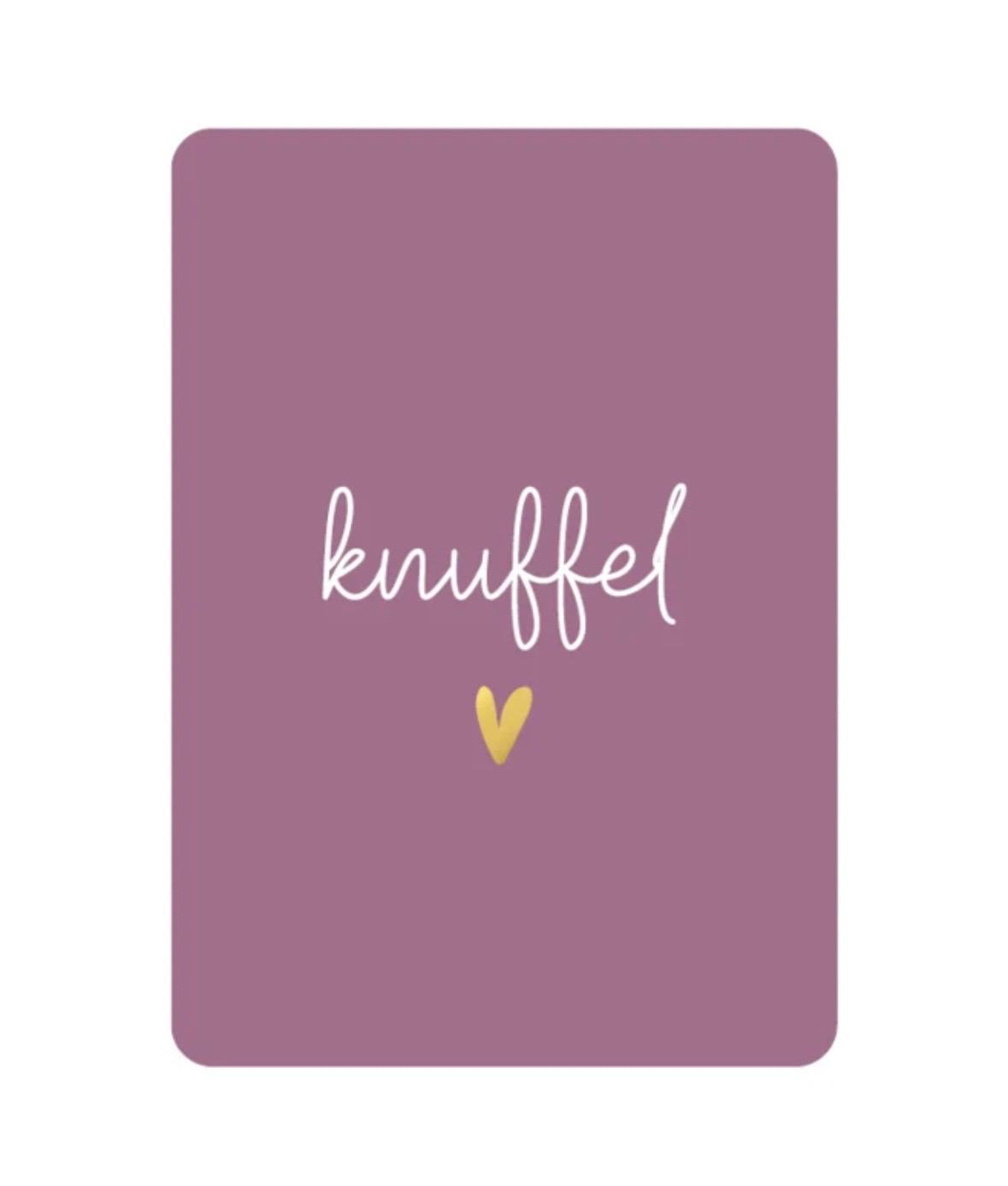 A6 kaart - Knuffel - hartje paars