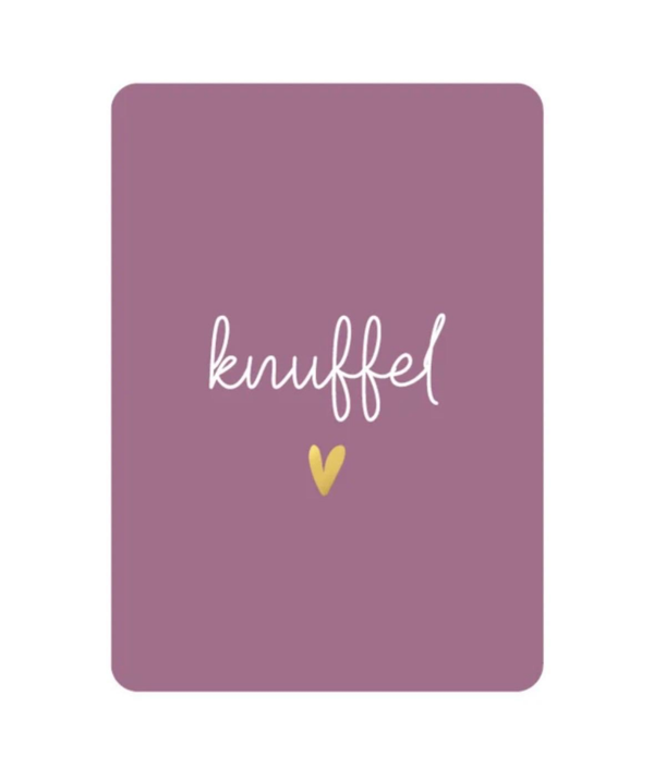 A6 kaart - Knuffel - hartje paars