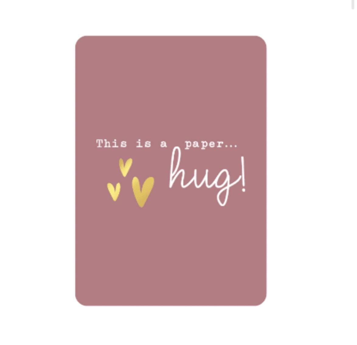A6 kaart - This is a paper hug - hartje paars