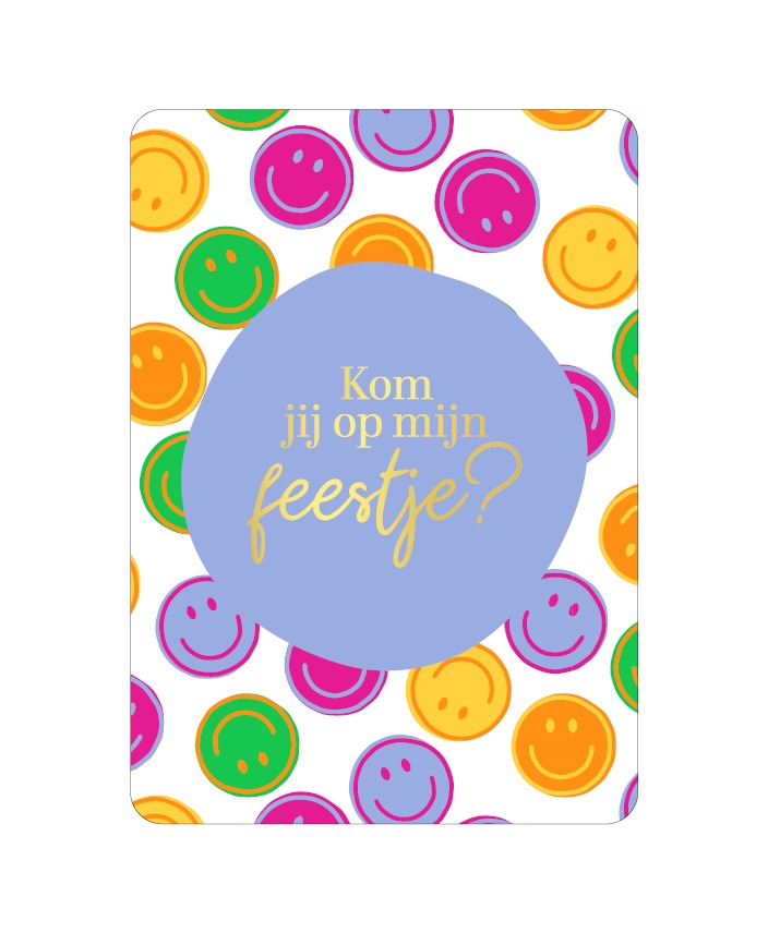 A6 Uitnodigingskaart kinderfeestje - smileys
