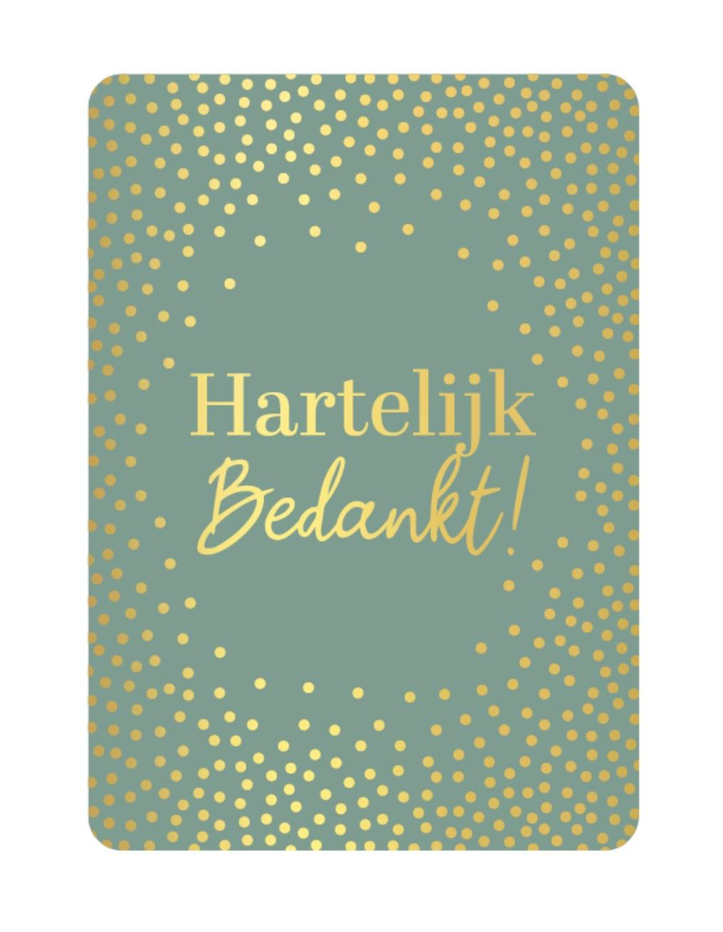 A6 kaart - hartelijk bedankt! - groen met stippen