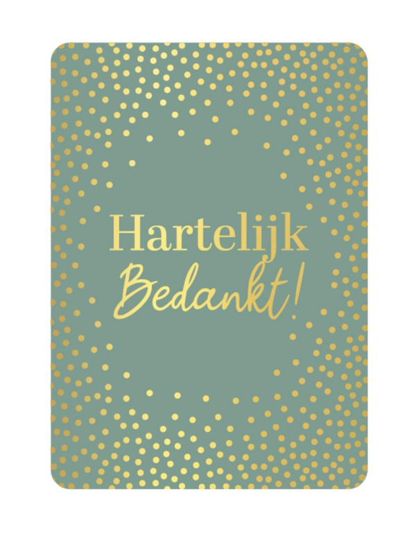 A6 kaart - hartelijk bedankt! - groen met stippen