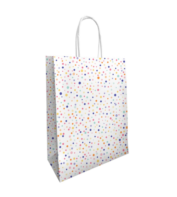 Papieren tasjes - Confetti Feest Multicolor 22+10x31cm