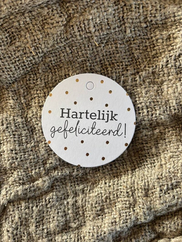 Cadeaulabel - hartelijk gefeliciteerd - D60mm