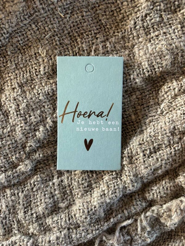 Cadeaulabel - hoera je hebt een nieuwe baan - 40x70mm