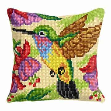 Orchidea borduurpakket kussenpakket Kolibrie