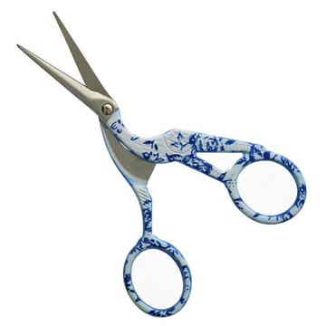 Borduurschaar ooievaar 11,5cm blauw-wit