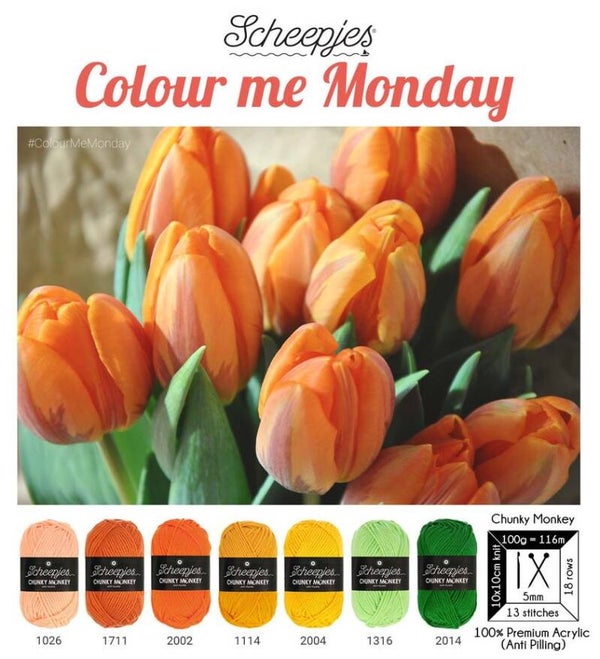 Colour me Monday Oranje Tulpen pakket - Scheepjes Colour Crafter of Chunky Monkey