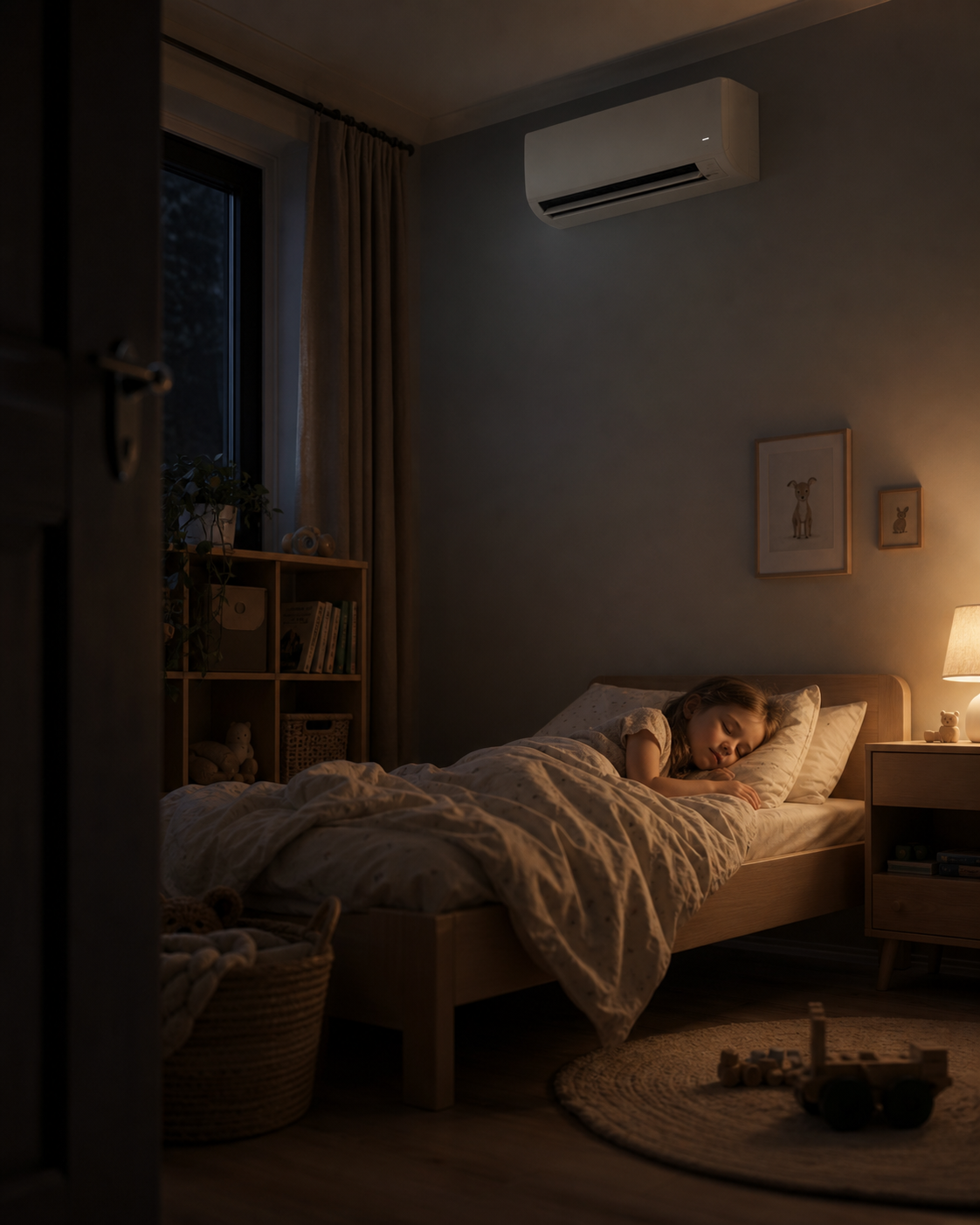 Koele slaapkamer na airco-installatie