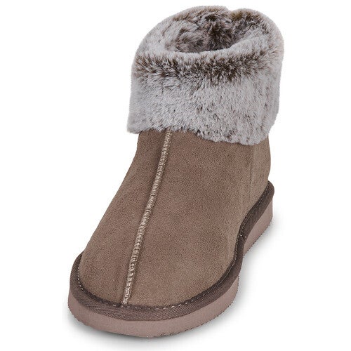Chaussons bottillons fourrés Femme taupe