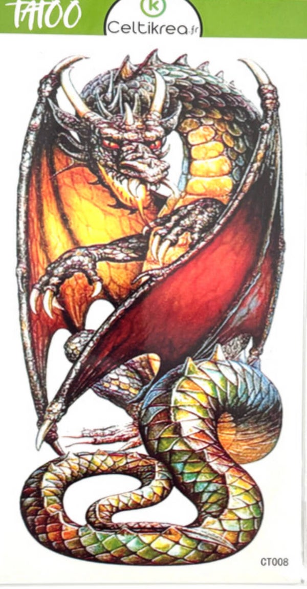 🐉 Tatouage Éphémère – Motif Dragon Mystique et Puissant