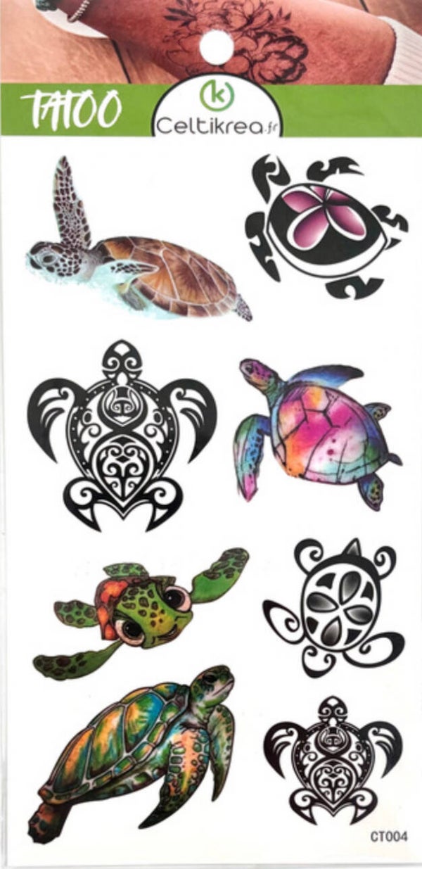 🐢 Tatouage Éphémère – Motif Tortue Marine Élégante