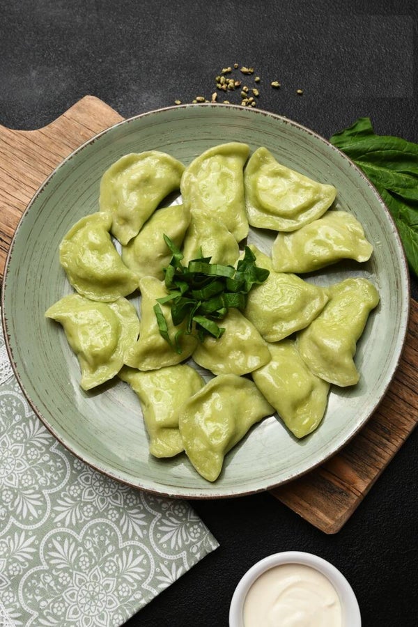 VARENYKY WITH SPINACH AND SALTY CHEESE