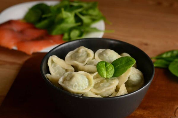 SALMON AND SPINACH PELMENI
