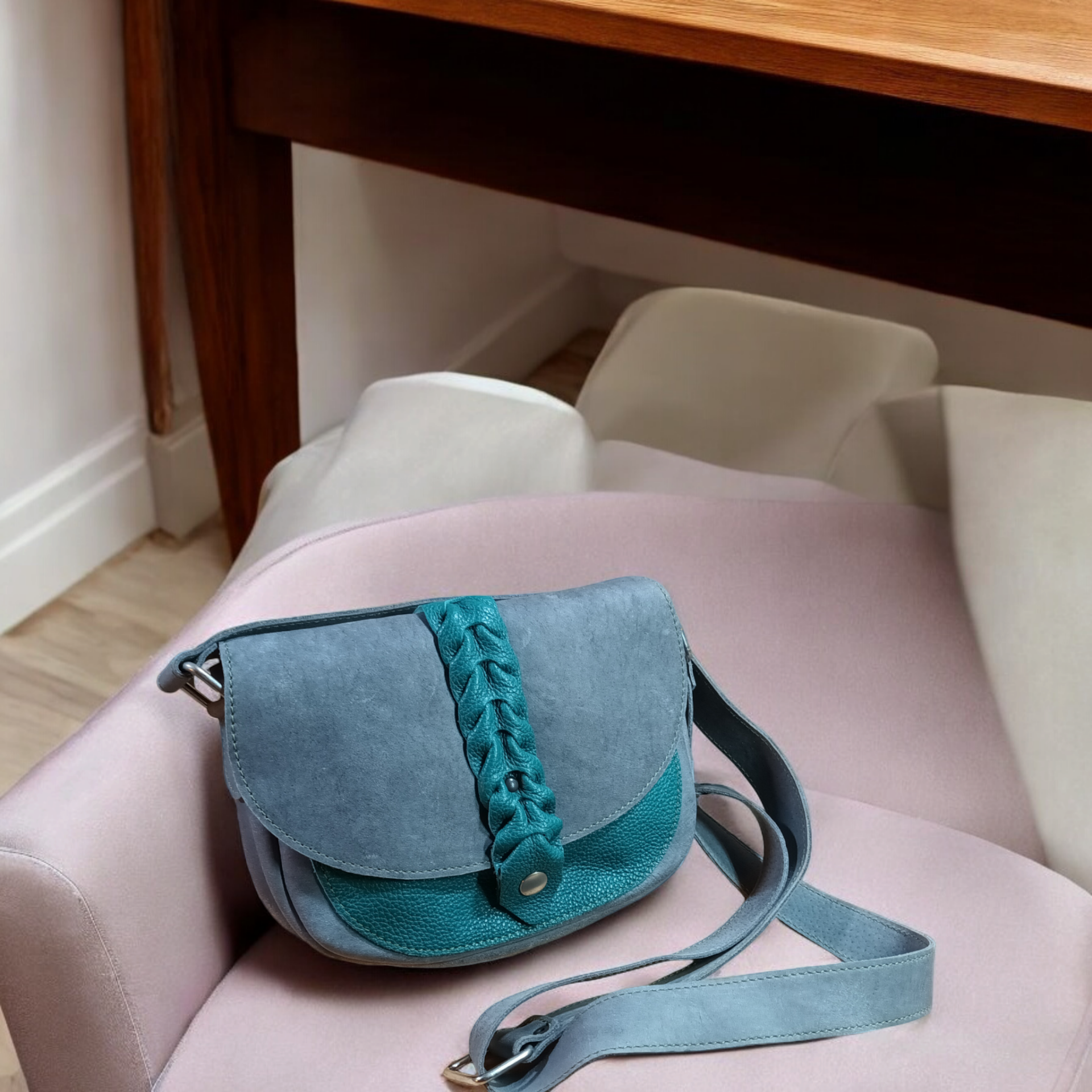 Sac à main Avispano gris et vert