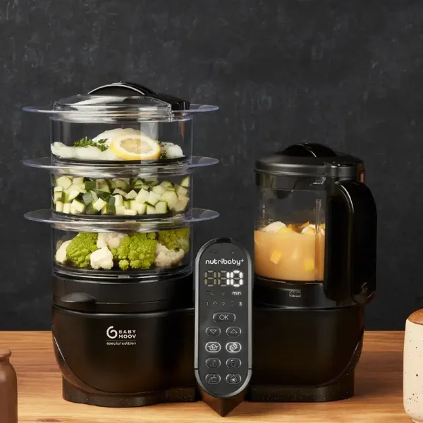 Babymoov - Stoomkoker-Mixer Nutribaby + XL Mineral Black
