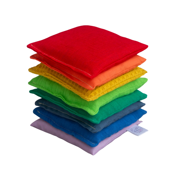 Little Botanic label - Sensorische pittenzakjes regenboog 8 stuks