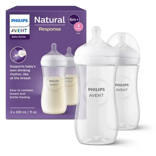 Philips AVENT - Zuigfles Natural Response transparant 330 ml - 2 stuks