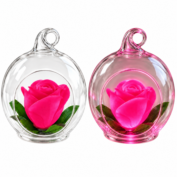 🌹 Rose Immortelle lumineuse orangé ou rose dans son écrin