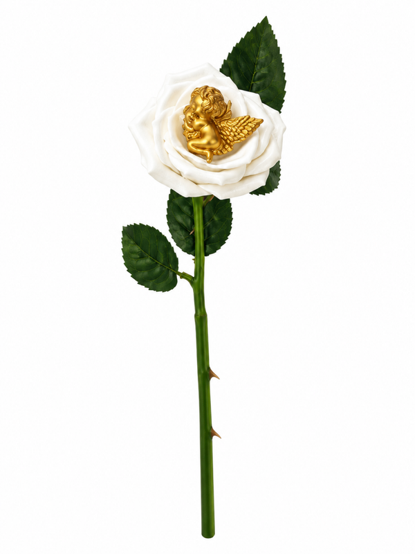 Rose avec Ange DIAM 7CM – 30 cm ou 40 cm🤍