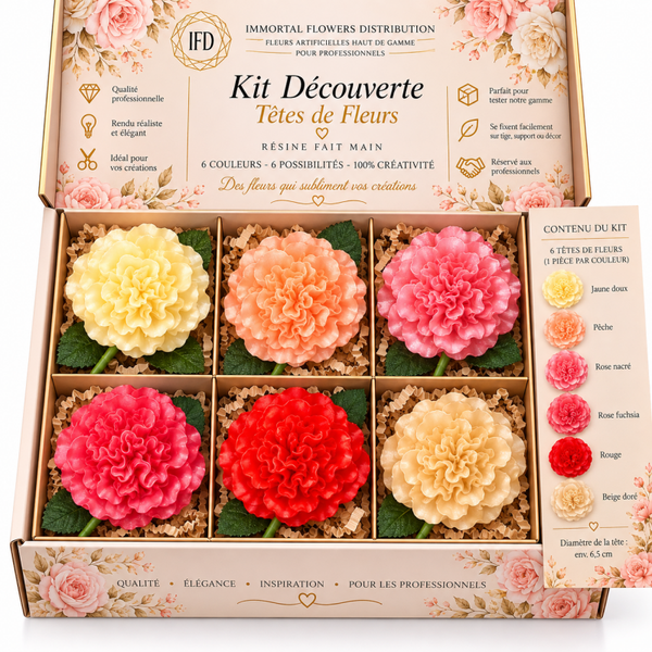 🌸 Œillet Double Décoratif en Résine – Ø 9 cm