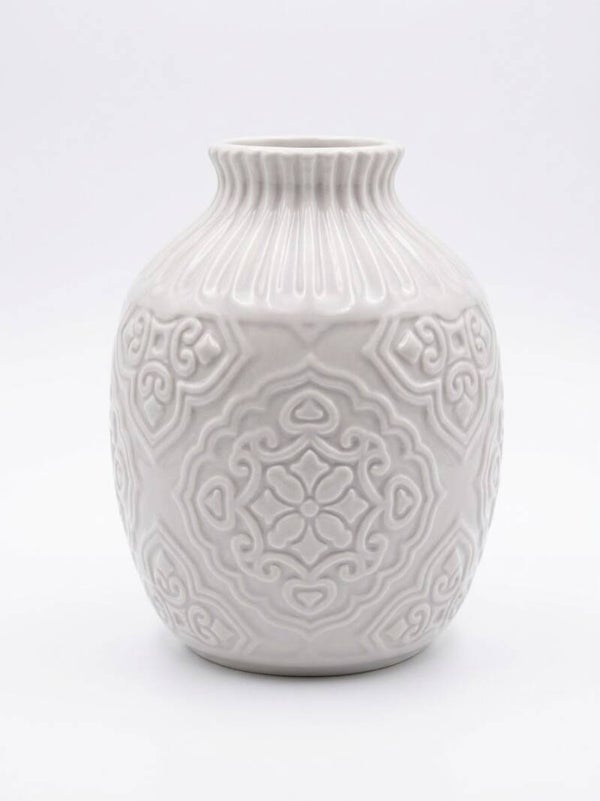 Vase décoratif en céramique gris clair – 17 cm