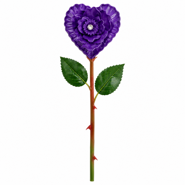 Rose Cœur en Résine – 30 cm 💜
