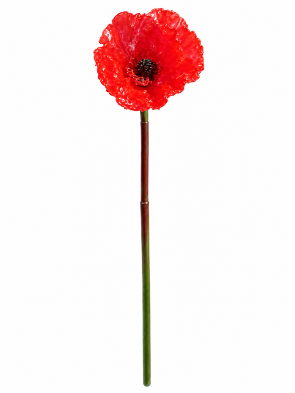 Coquelicot rouge en résine sur tige  Ø 4,5